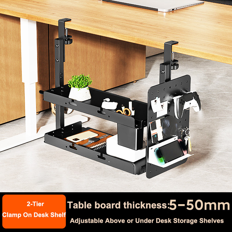 Desk Setup Organizer - Rak Penyimpanan 2 Tingkat 14 Inci