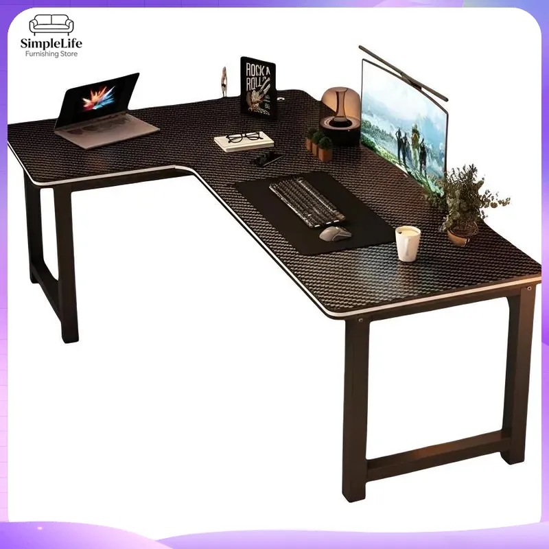 Desk Room Setup - Meja Gaming Sudut dengan Rak Penyimpanan