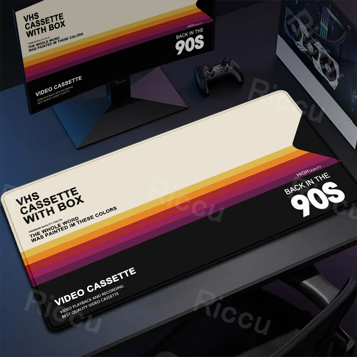 Desk Setup Accessories Aesthetic - Bantalan Mouse gaya Retro VHS Xxl,
