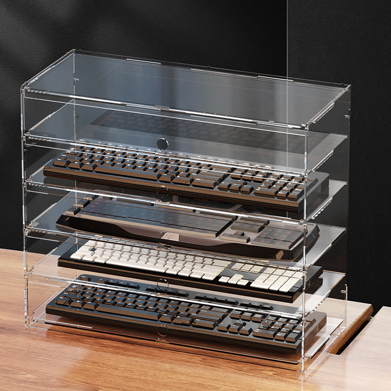 Desk Setup Pegboard - Kotak Penyimpanan Keyboard Akrilik Premium Anti