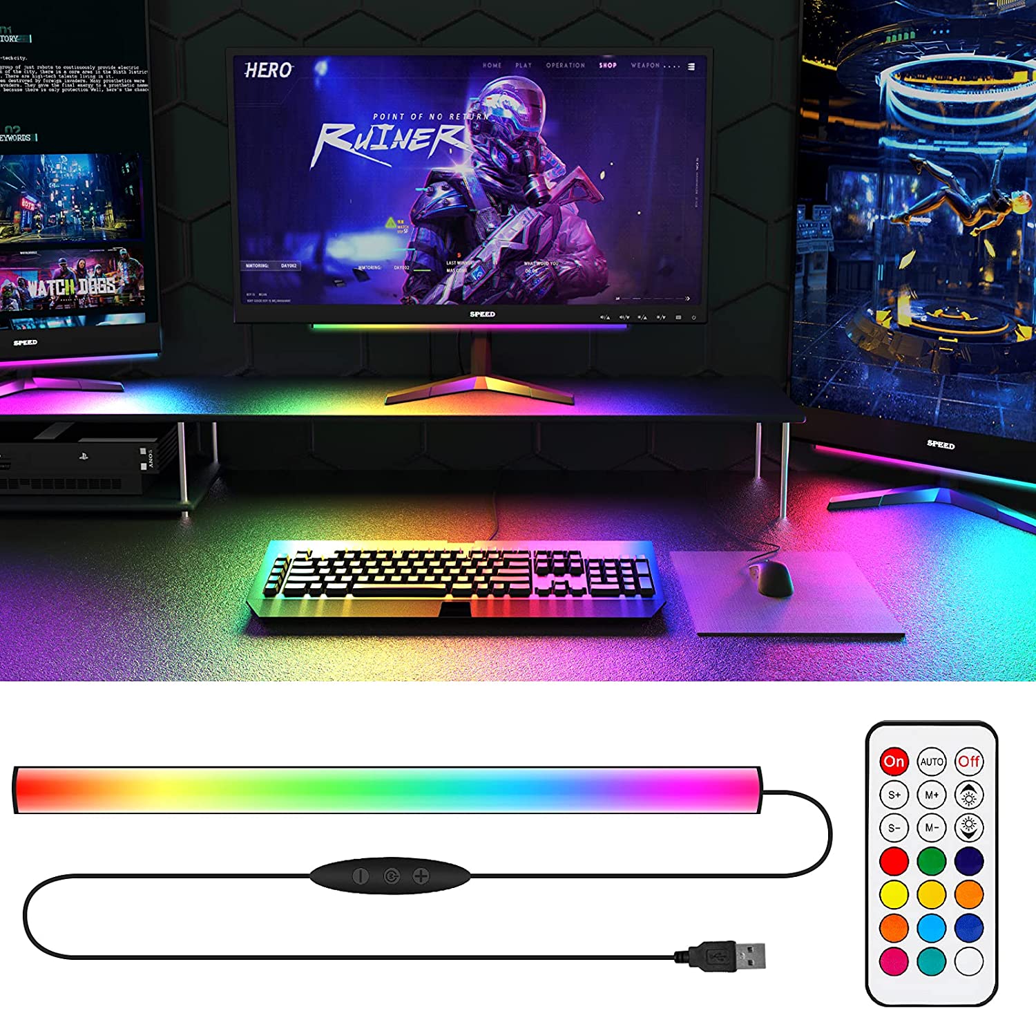 Desk Room Setup - Lampu LED dekorasi ruang Game, lampu