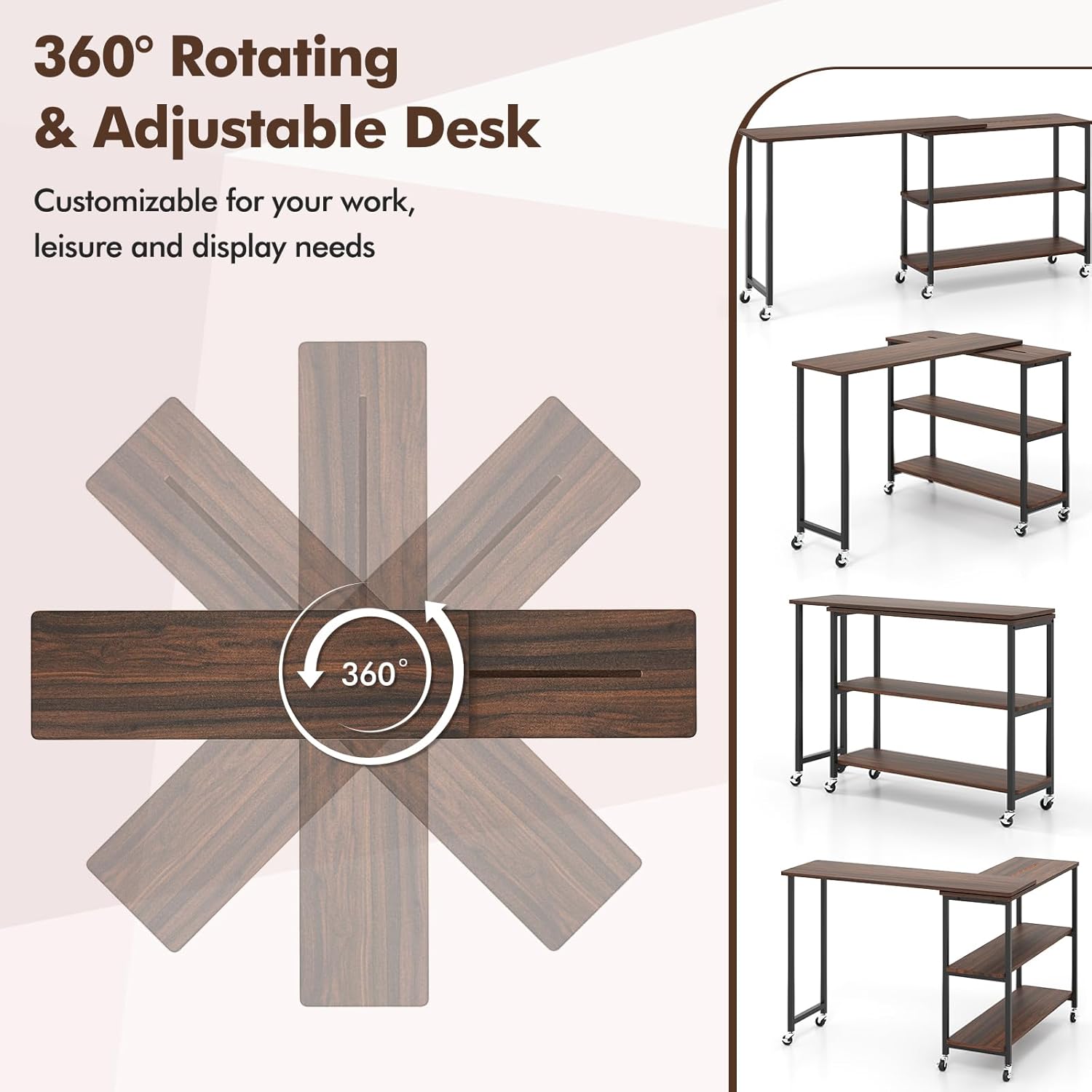 360 °   Meja Samping Putar den - Desk Setup Laptop ulasan dan harga