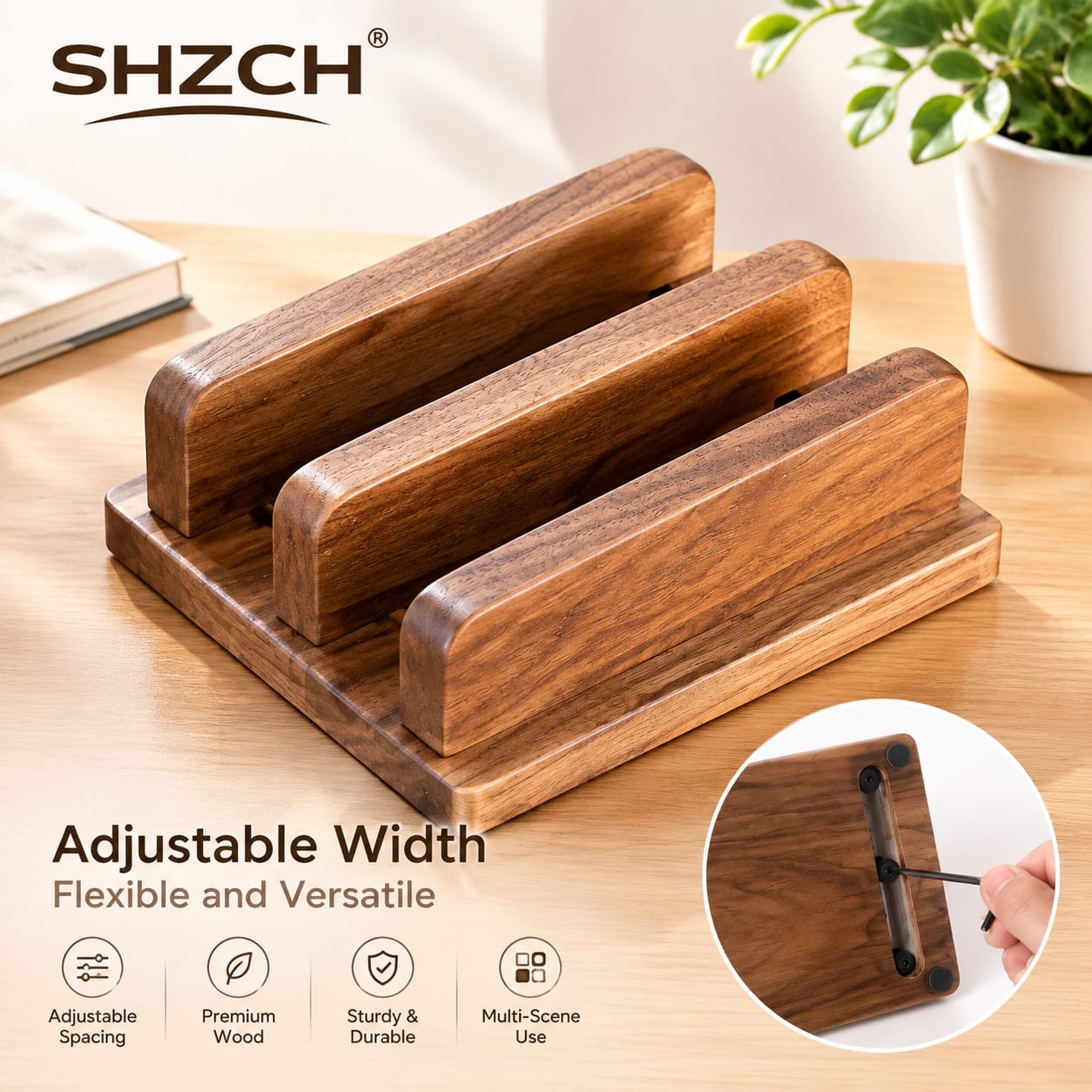 Dudukan Laptop dari Kayu Solid - Vertical Laptop Stand ulasan dan harga