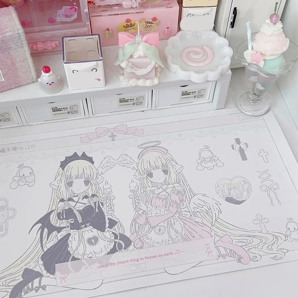 Alas Meja Kembar Chobits Asli  - Desk Setup Dorm ulasan dan harga